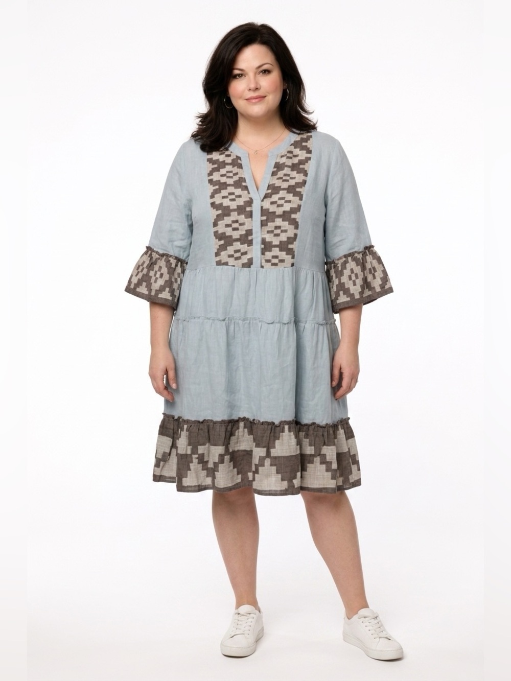 Knee length 100% linen dress